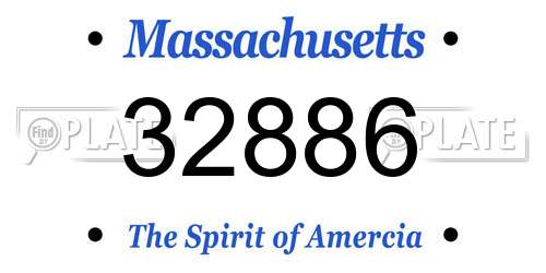 32886 Massachusetts License Plate