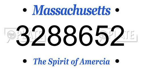 3288652 Massachusetts License Plate