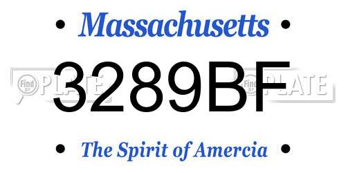 3289BF Massachusetts License Plate