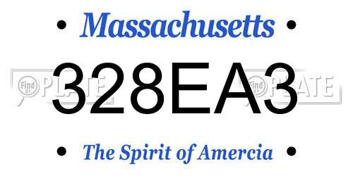 328EA3 Massachusetts License Plate