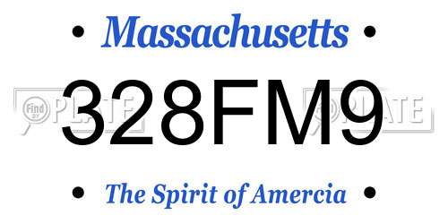 328FM9 Massachusetts License Plate