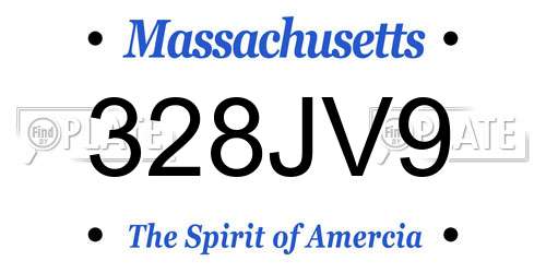 328JV9 Massachusetts License Plate