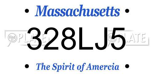 328LJ5 Massachusetts License Plate
