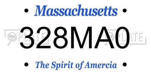 328MA0 Massachusetts License Plate
