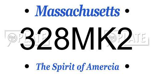 328MK2 Massachusetts License Plate