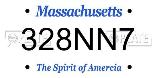 328NN7 Massachusetts License Plate