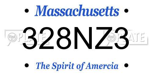 328NZ3 Massachusetts License Plate
