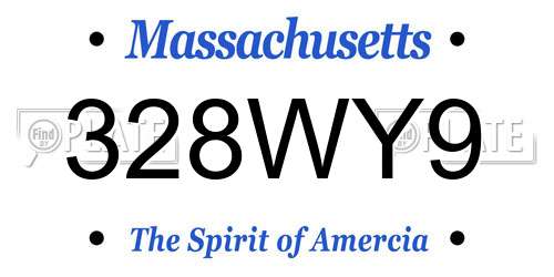 328WY9 Massachusetts License Plate