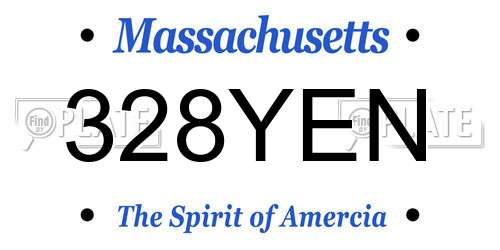 328YEN Massachusetts License Plate