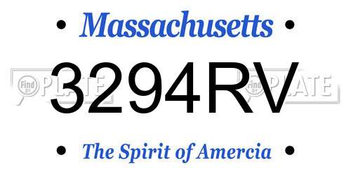 3294RV Massachusetts License Plate