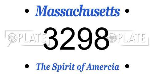 3298 Massachusetts License Plate