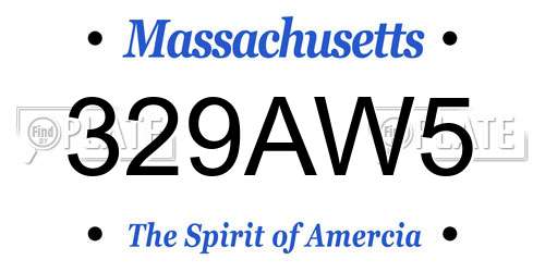 329AW5 Massachusetts License Plate