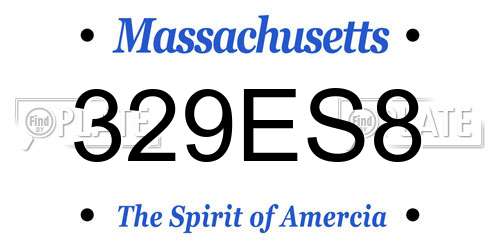 329ES8 Massachusetts License Plate