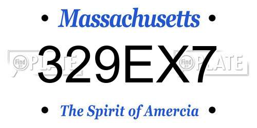 329EX7 Massachusetts License Plate