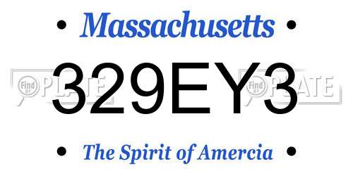 329EY3 Massachusetts License Plate