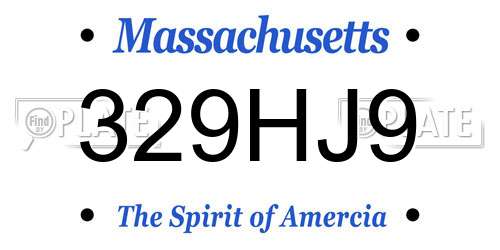 329HJ9 Massachusetts License Plate