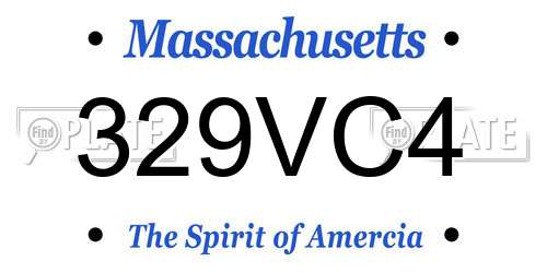 329VC4 Massachusetts License Plate