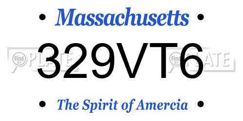 329VT6 Massachusetts License Plate