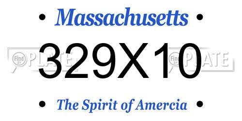 329X10 Massachusetts License Plate