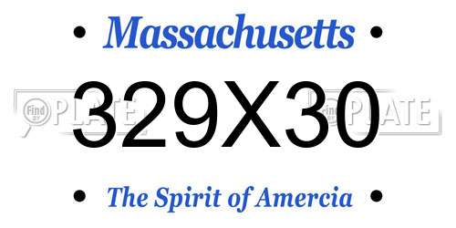 329X30 Massachusetts License Plate