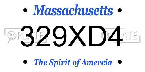 329XD4 Massachusetts License Plate