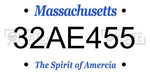 32AE455 Massachusetts License Plate