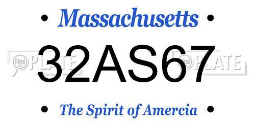 32AS67 Massachusetts License Plate