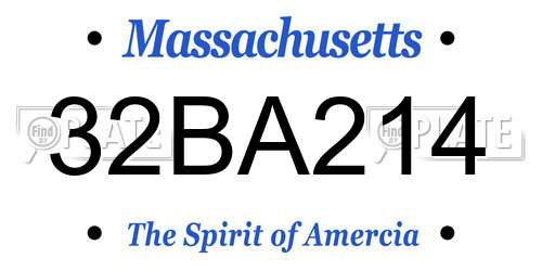 32BA214 Massachusetts License Plate