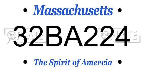32BA224 Massachusetts License Plate