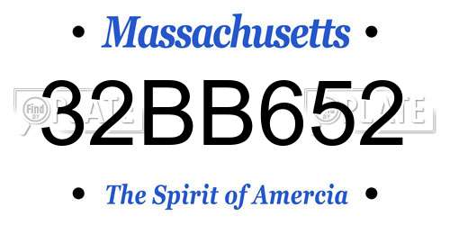 32BB652 Massachusetts License Plate