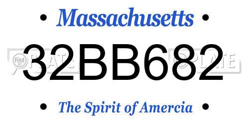 32BB682 Massachusetts License Plate