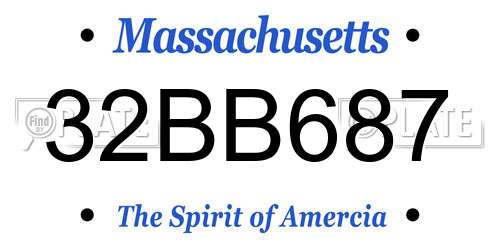 32BB687 Massachusetts License Plate