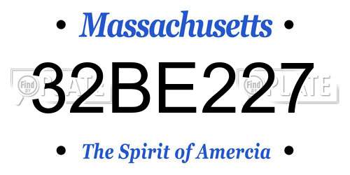 32BE227 Massachusetts License Plate