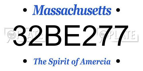 32BE277 Massachusetts License Plate
