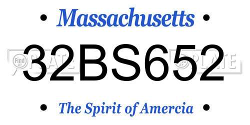 32BS652 Massachusetts License Plate