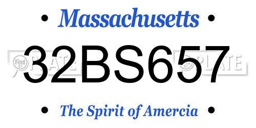 32BS657 Massachusetts License Plate
