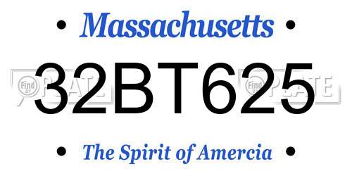 32BT625 Massachusetts License Plate