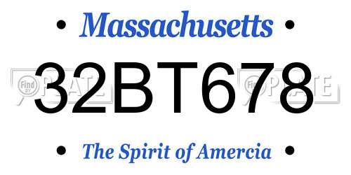 32BT678 Massachusetts License Plate