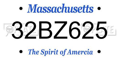 32BZ625 Massachusetts License Plate