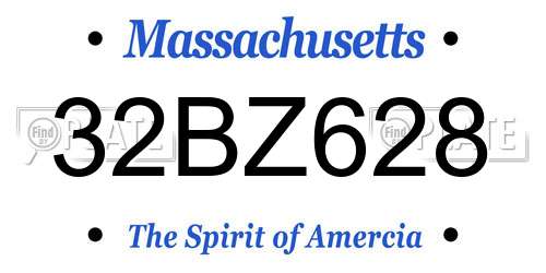 32BZ628 Massachusetts License Plate