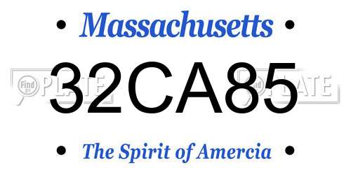 32CA85 Massachusetts License Plate
