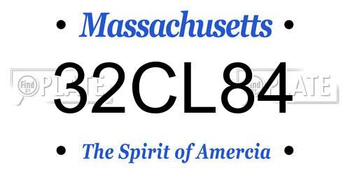 32CL84 Massachusetts License Plate