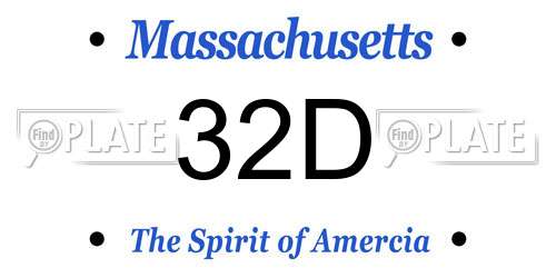 32D Massachusetts License Plate