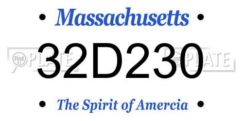 32D230 Massachusetts License Plate