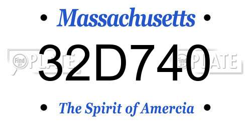 32D740 Massachusetts License Plate