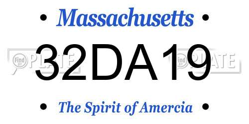 32DA19 Massachusetts License Plate