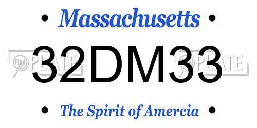 32DM33 Massachusetts License Plate