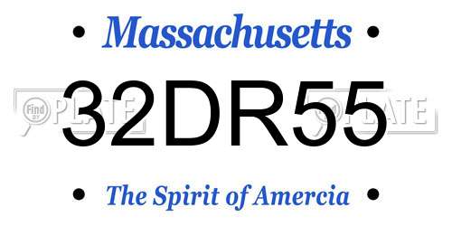 32DR55 Massachusetts License Plate