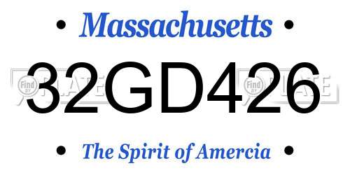 32GD426 Massachusetts License Plate