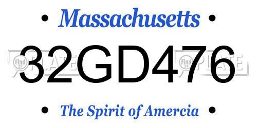 32GD476 Massachusetts License Plate